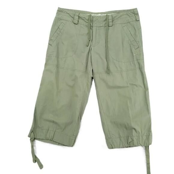 Nike Cargo Capri Pants Medium Drawstring Army Green - Picture 1 of 9